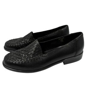 PESARO "Karen" Women's Black Leather Woven Loafers Slip On Shoes Size 7.5M NWOT